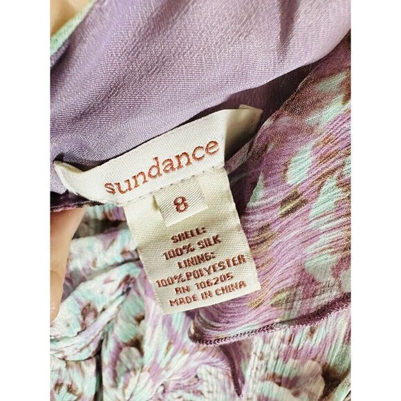 Sundance Purple Watercolor Printed Short Sleeve Silk Chiffon Dress Size 8 EUC - Picture 5 of 16